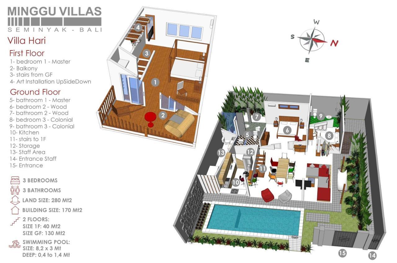 3BR Villa Hari - Minggu Villas Seminyak Luaran gambar